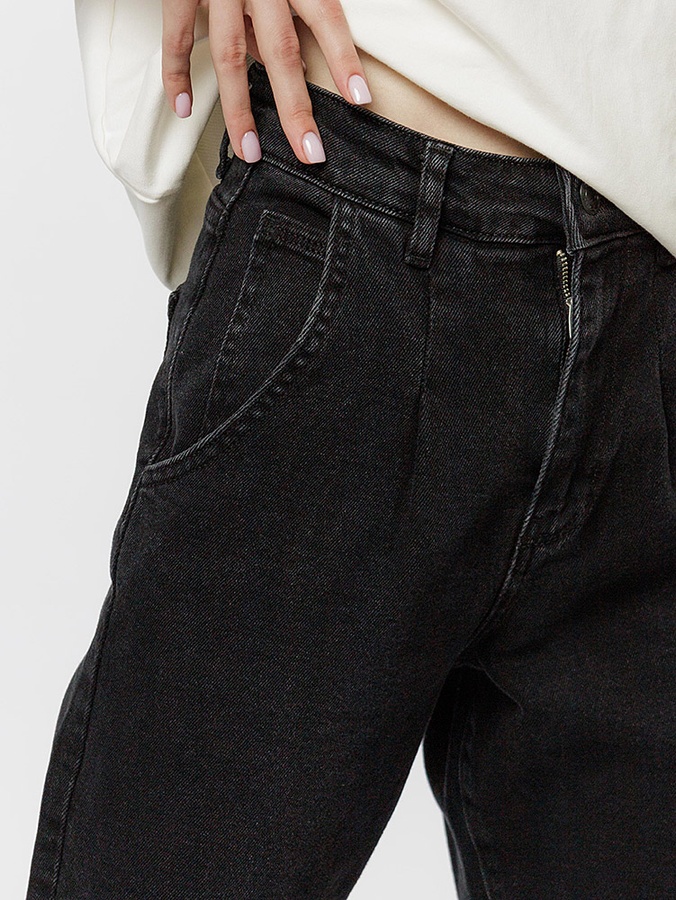 Женские джинсы баллоны 40 цвет черный ЦБ-00217702 SKT000903145 фото
