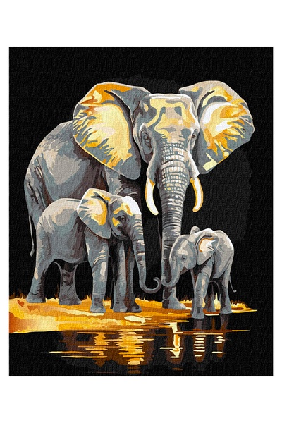Набір для розпису по номерах. "Сімейство слонів з фарбами металік extra" колір різнокольоровий ЦБ-00245849 SKT000982863 фото