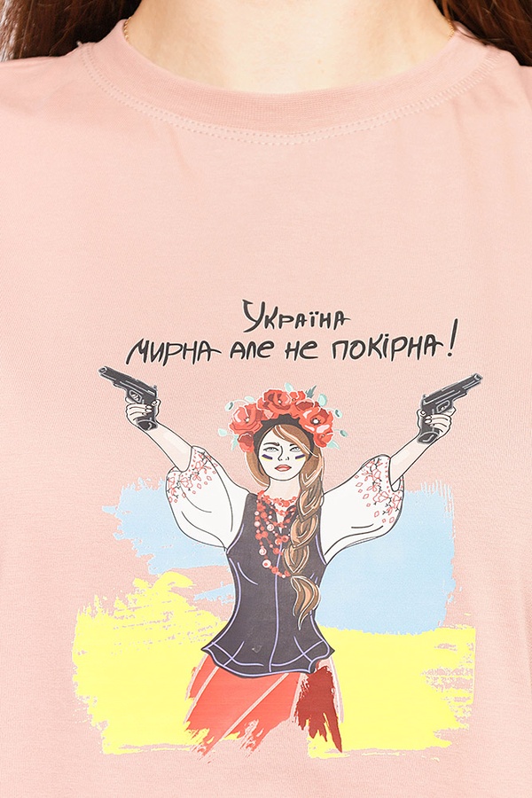 Жіноча футболка 42 колір бежевий ЦБ-00193573 SKT000852132 фото