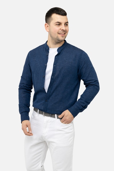 Мужская рубашка с длинным рукавом 52 цвет синий ЦБ-00244798 SKT000979881 фото