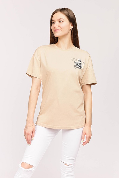 Женская футболка 42 цвет бежевый ЦБ-00193569 SKT000852120 фото
