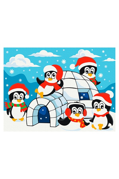 Картина за номерами Хатинка пінгвінів колір різнокольоровий ЦБ-00238289 SKT000955928 фото