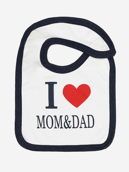Слюнявчик "I love MOM & DAD" для мальчика цвет белый ЦБ-00217531 SKT000902801 фото