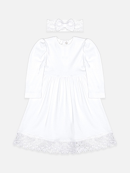Платье с повязкой девочке (для крестин) 68 цвет белый ЦБ-00173204 SKT000579201 фото