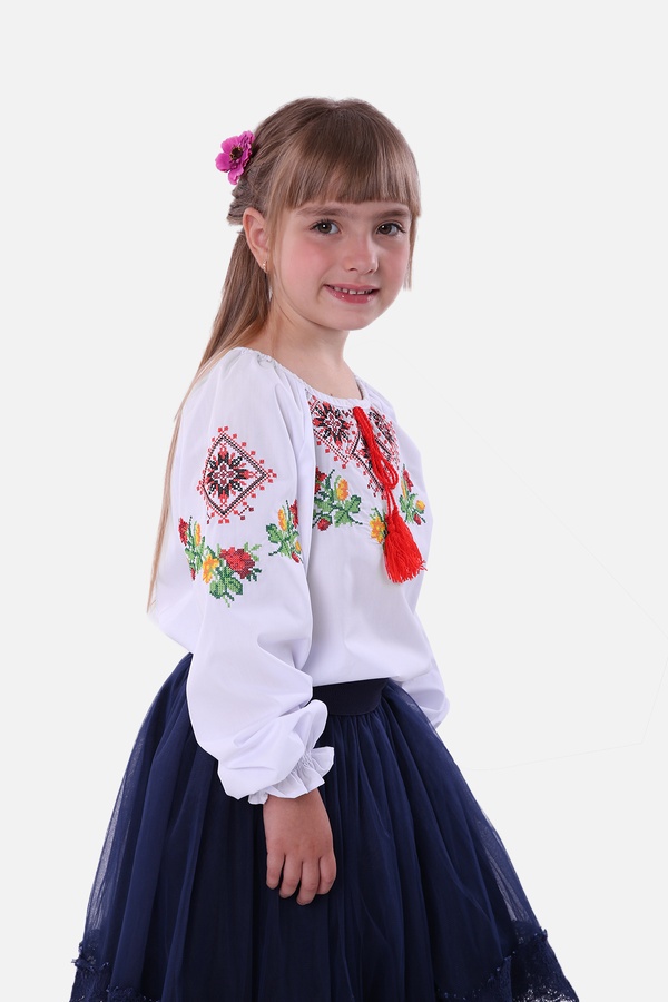 Вышиванка для девочки с длинным рукавом 152 цвет белый ЦБ-00245239 SKT000980951 фото
