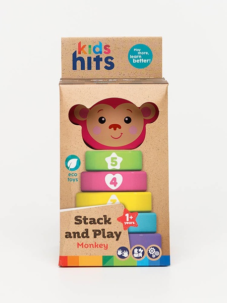 Дерев'яна іграшка пірамідка "Мавпочка" колір різнокольоровий ЦБ-00231353 SKT000936441 фото