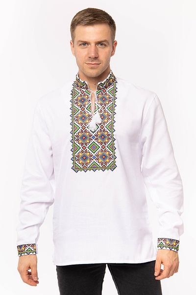 Мужская рубашка-вышиванка 52 цвет белый ЦБ-00197536 SKT000861292 фото