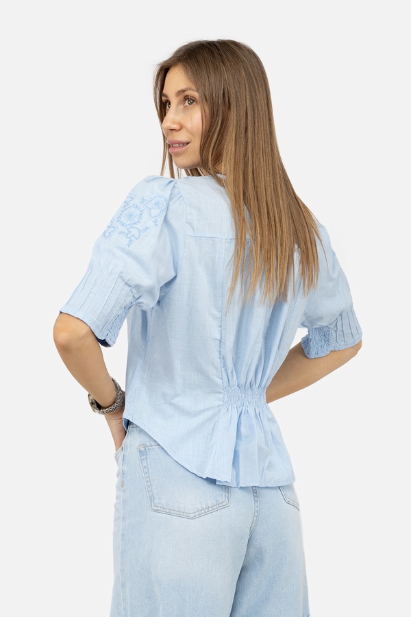 Жіноча вишиванка з коротким рукавом 46 колір блакитний ЦБ-00245319 SKT000981220 фото