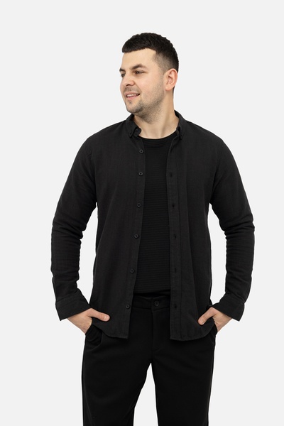 Мужская рубашка с длинным рукавом 52 цвет черный ЦБ-00244804 SKT000979911 фото